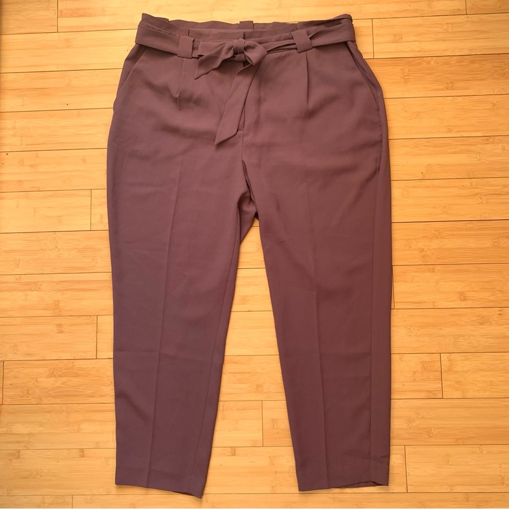 Express Ankle High-Rise Purple Paperbag Waist Plus Size Dress Pants